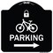 Signmission Parking W/ Lock Cycle & Right Arrow Heavy-Gauge Aluminum Sign, 18" x 18", BW-1818-23473 A-DES-BW-1818-23473 - alternate 1